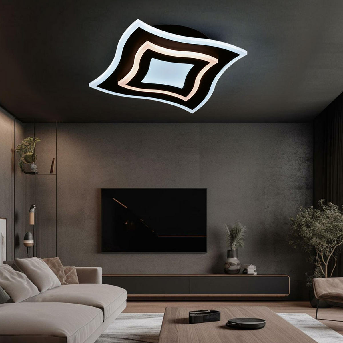 LED DECKENLEUCHTE Metall Schwarz - Schwarz, Metall (32.5/32.5/6cm)