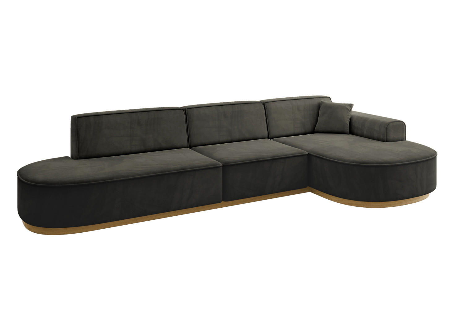 ECKSOFA Ottomane Rechts MARI-L2-v2 - 328x171x83 cm Schwarz Velours - Schwarz, Holzwerkstoff/Textil (171/328cm) - ALTDECOR