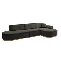 ECKSOFA Ottomane Rechts MARI-L2-v2 - 328x171x83 cm Schwarz Velours - Schwarz, Holzwerkstoff/Textil (171/328cm) - ALTDECOR