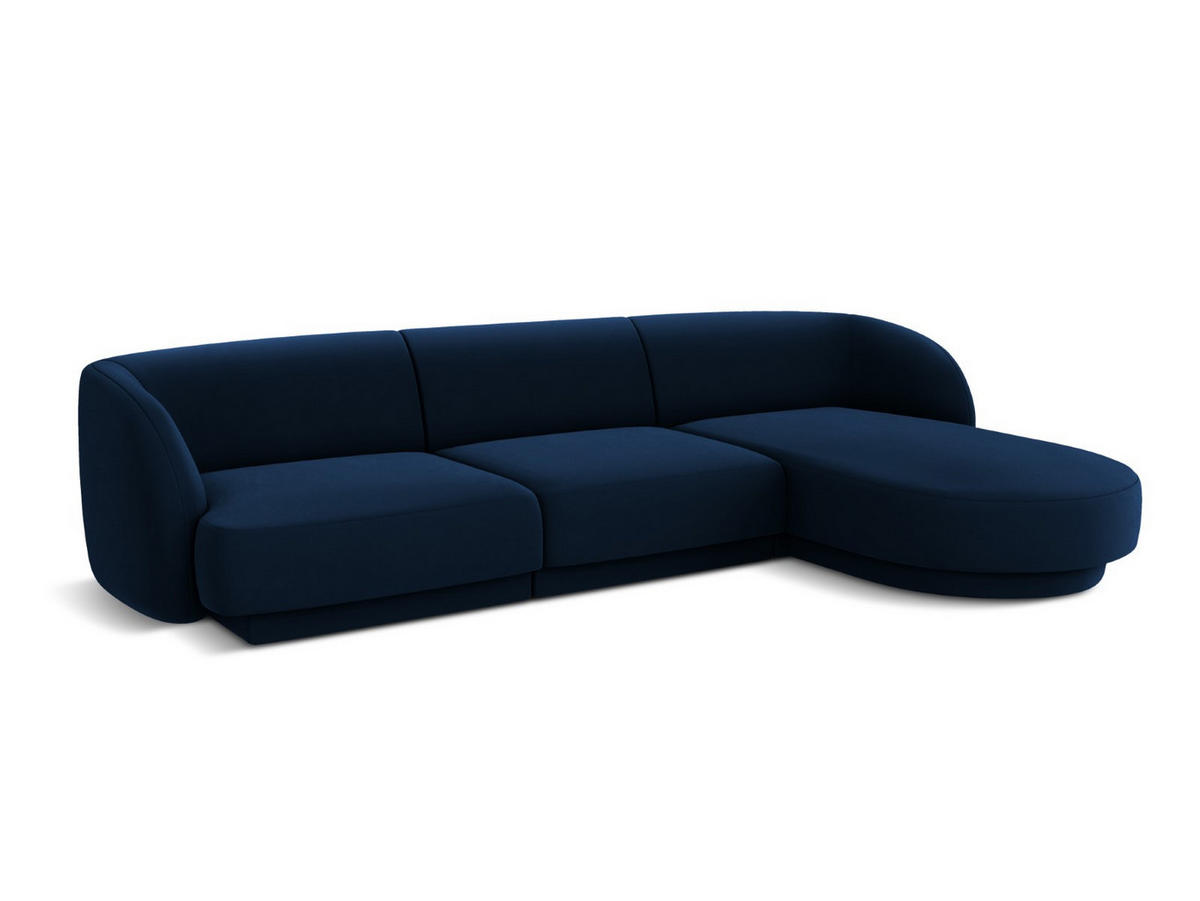 ECKSOFA rechts Miley aus Samt königsblau 4 Sitzplätze - Blau, Textil (156/255cm) - Micadoni