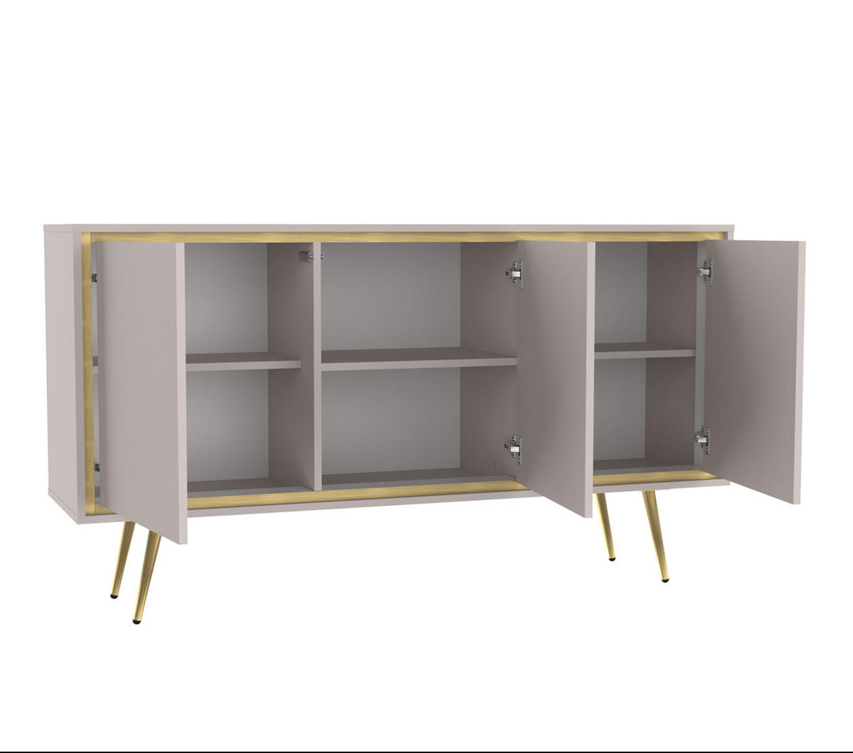 KOMMODE Torina Kaschmir, Türkommode mit Goldbeine - Kaschmir/Goldfarben, Holzwerkstoff/Metall (150/80/40cm) - Bettso