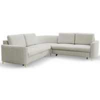 ECKSOFA LAREN, modernes Schlafsofa mit Stauraum, Plastikfüße, L-förmig, lose Rückenkissen freistehend, RECHTS 252x251x85 cm Silver-coloured - Silberfarben, Holz/Textil (252/251cm) - DomoHome