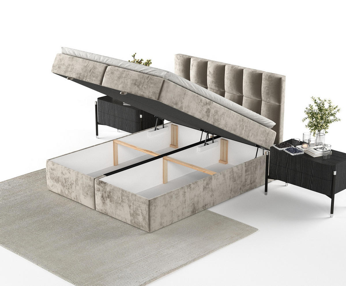 BOXBETT Essence Beige 200/200 cm - Beige/Schwarz, Holz/Holzwerkstoff (200/200cm) - Maison de Reve