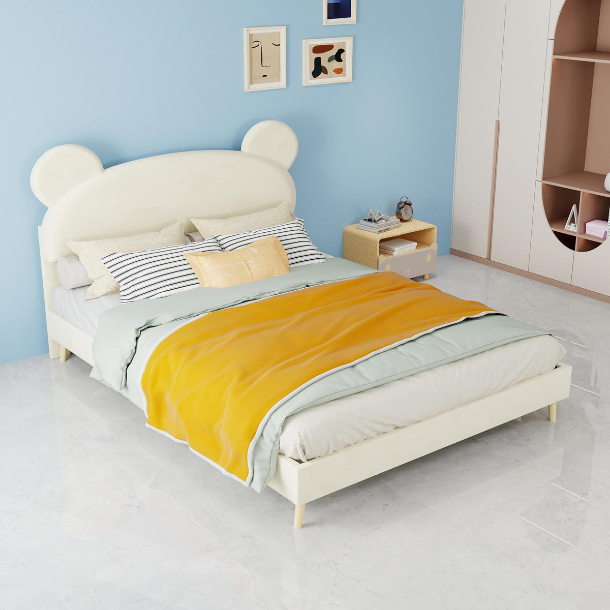 KINDERBETT 140/200 cm DE-32976 mit Matratze Beige - Beige, Metall (140/200cm) - ComfortXL