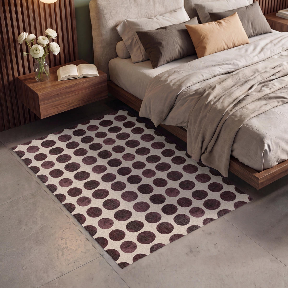 KOBERCE - Bodky - Vzor - Hnedý - 120x180 cm - tmavohnedá, textil/plast (120/0.4cm) - OnlyWow