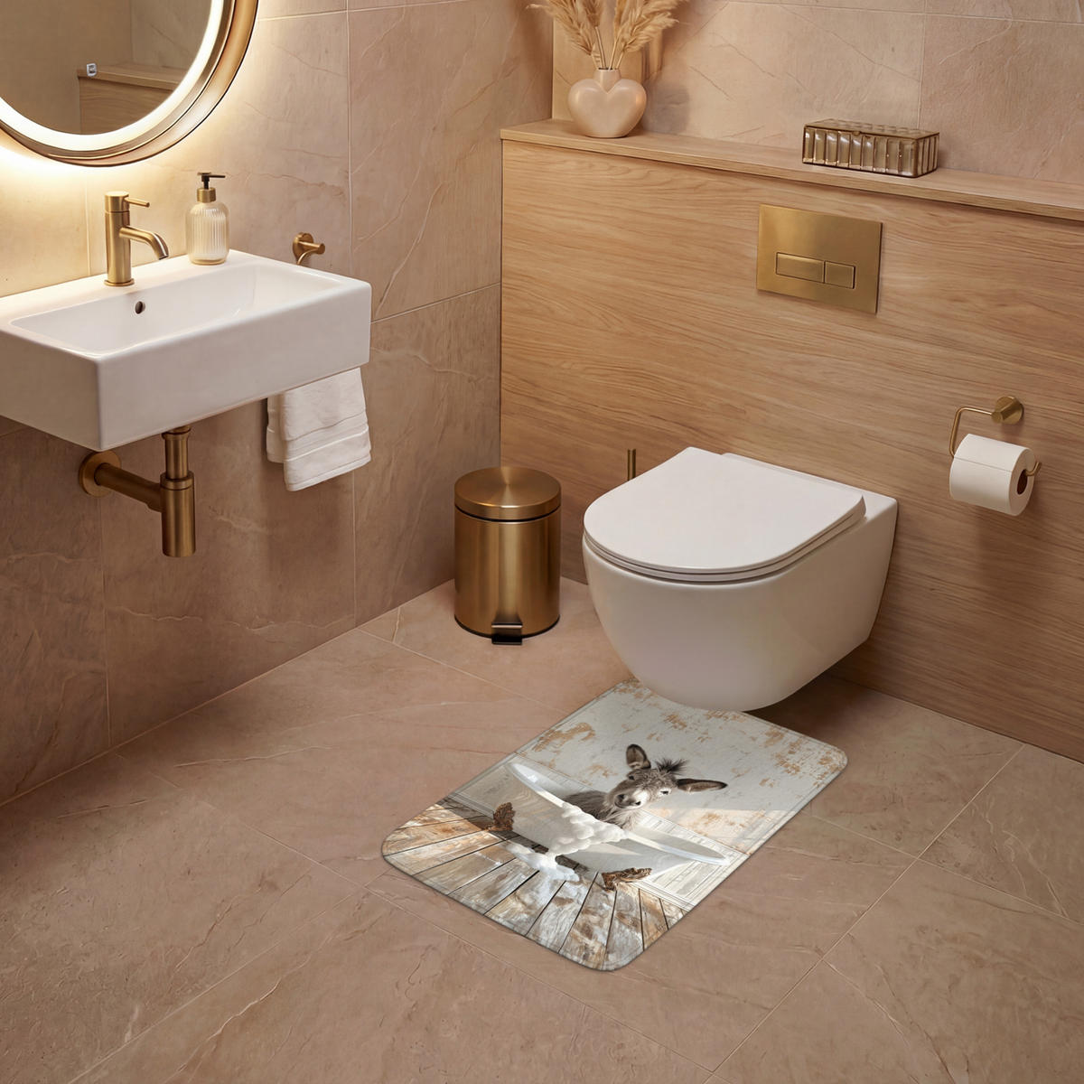 WC PŘEDLOŽKA Osel - Zvířata - Vana - Pěna 40x60 cm - krémová, textil/plast (40/1cm) - OnlyWow