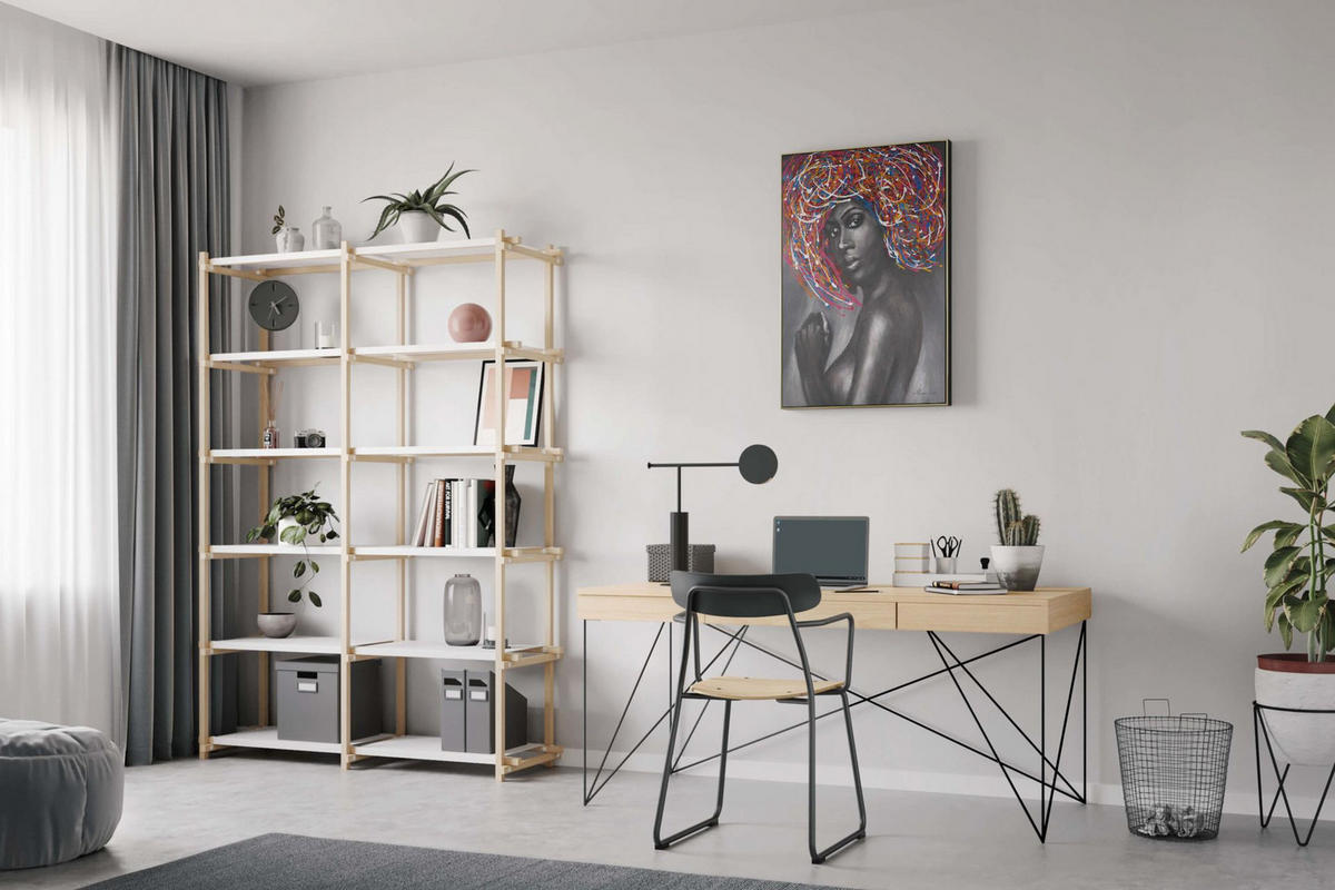 RUČNE MAĽOVANÝ AKRYLOVÝ OBRAZ 60/90 cm, hnedý, abstraktný geometrický motív - hnedá, drevo/textil (60/90cm) - KUNSTLOFT