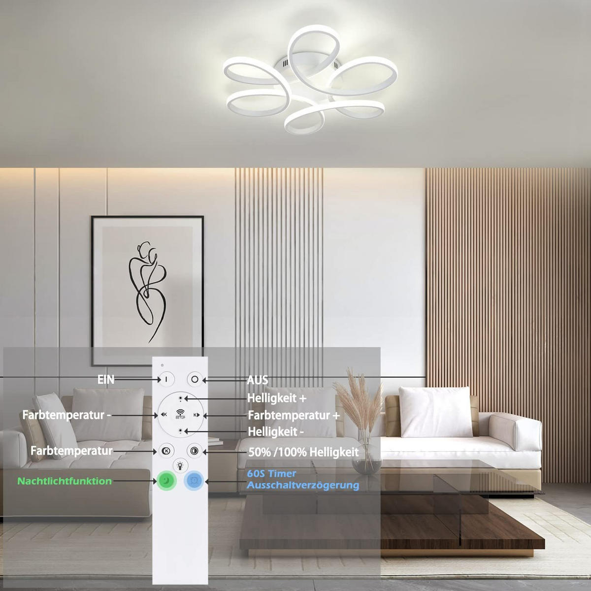 LED-DECKENLEUCHTE Rindor 44/50/8 cm - Weiß, Metall (50/44/8cm) - ZMH