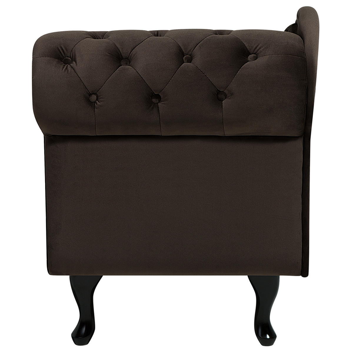 CHAISELONGUE Samtstoff dunkelbraun rechtsseitig Nimes - Braun, Textil (170/79/61cm) - Beliani