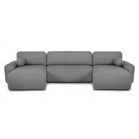 WOHNLANDSCHAFT Noel mit Schlaffunktion, Dunkelgrau, Bouclé-Stoff - Dunkelgrau, Holzwerkstoff (375/93/163cm) - Beautysofa