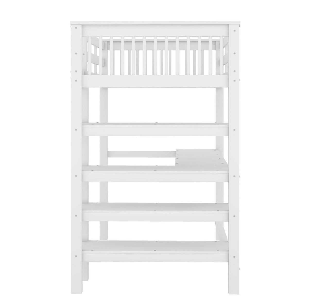 HOCHBETT 90/200 cm mit Schreibtisch, Ablagefächern und Regalleiter aus Kiefer /MDF, Weiß - Weiß, Holzwerkstoff (90/200cm) - Redom