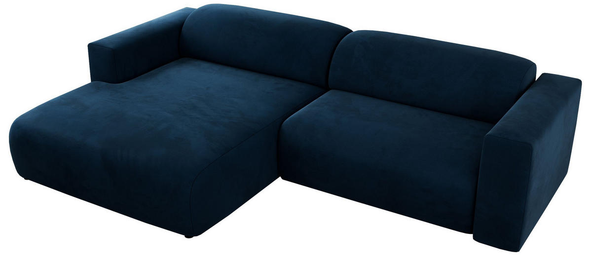 ECKSOFA PASADENA Dunkelblau Velvet - Links Seite - Schwarz/Dunkelblau, Kunststoff/Textil (288/180cm) - MKS