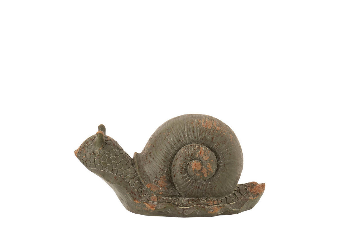DEKOOBJEKT SCHNECKE ANTIK AUßEN - Grün, Glas/Naturmaterialien (20/27/45cm) - J-Line