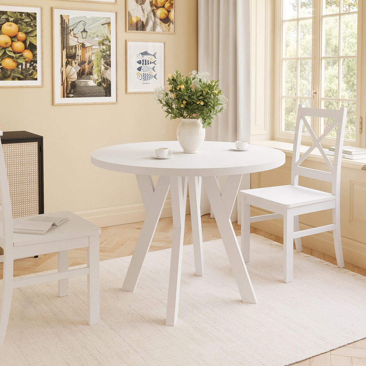 ESSTISCH YARA 100/76,5 cm Weiß - Weiß, Holzwerkstoff (100/100/76.5cm) - Idohome