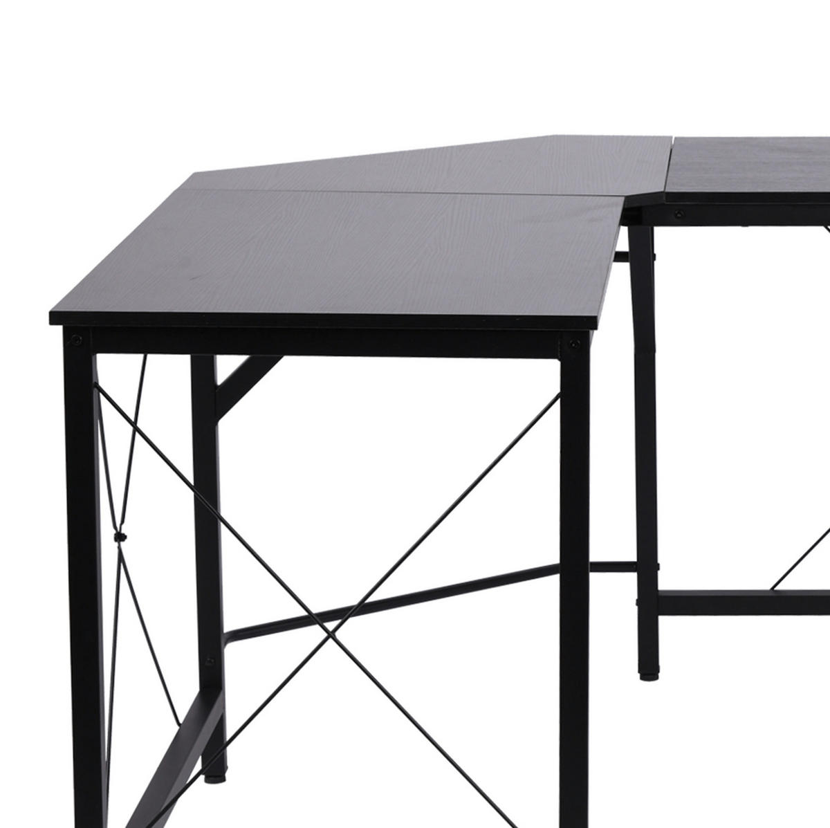 ECKSCHREIBTISCH L-Form 150 x 150 x 76 cm Stahl Schwarz - Schwarz, Metall (150/150/76cm) - Meubliv