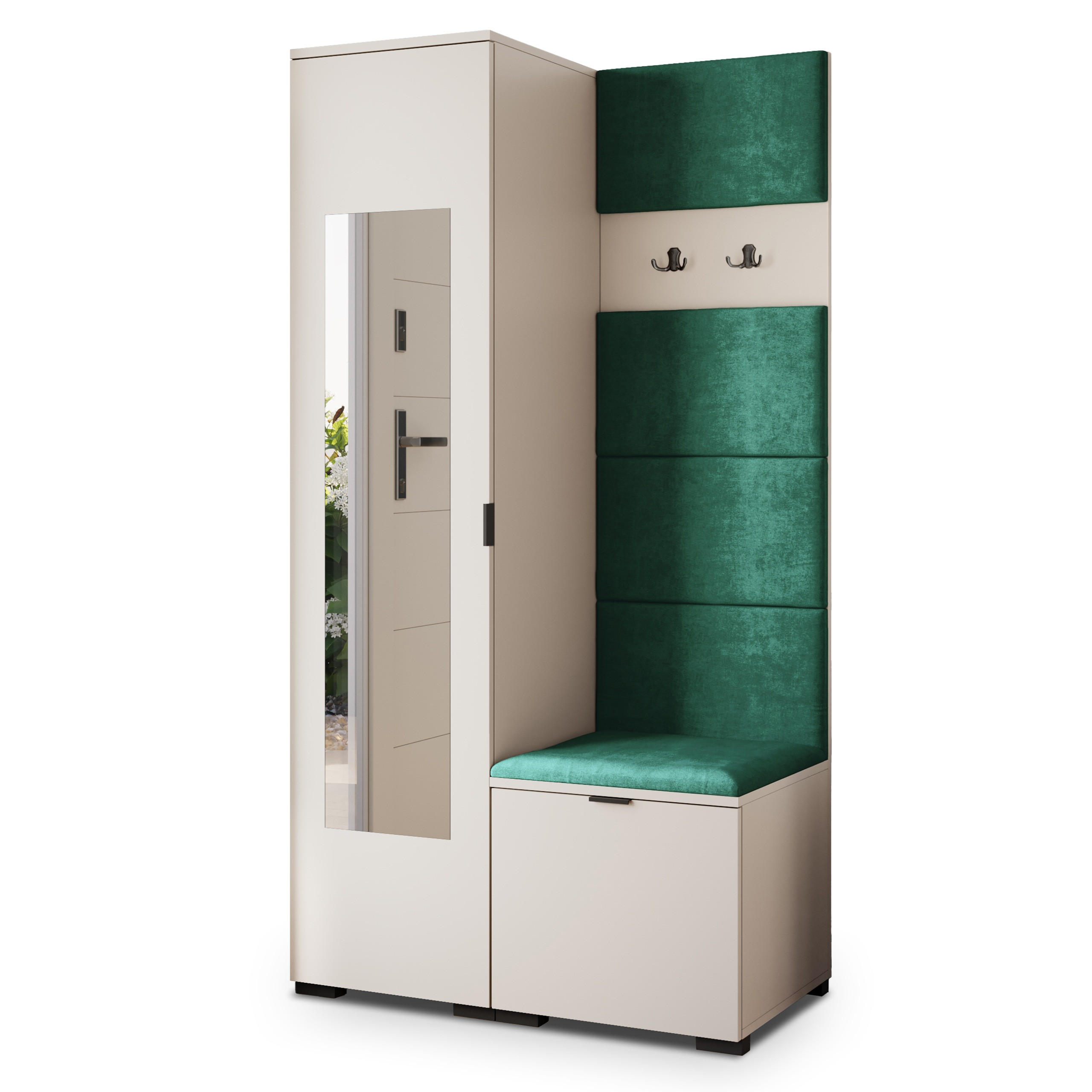 GARDEROBENSCHRANK VIRA 95/181/51 cm Modern Garderobe-Set Kaschmir - Kaschmir/Grün, Holzwerkstoff (95/181/51cm) - MASSENO