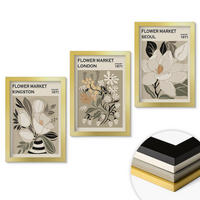 WANDBILDER 3er Set - 20x30 cm Goldrahmen - Retro-Blumen aus Städten rund um die Welt - Goldfarben, Kunststoff (20/30cm) - ArtPrintCave