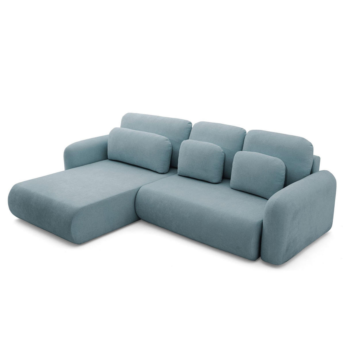 ECKSOFA NEST L Universal mit Schlaffunktion 157x240 Webstoff Blaugrau - Blaugrau/Schwarz, Holz/Textil (280/187cm) - Muffo