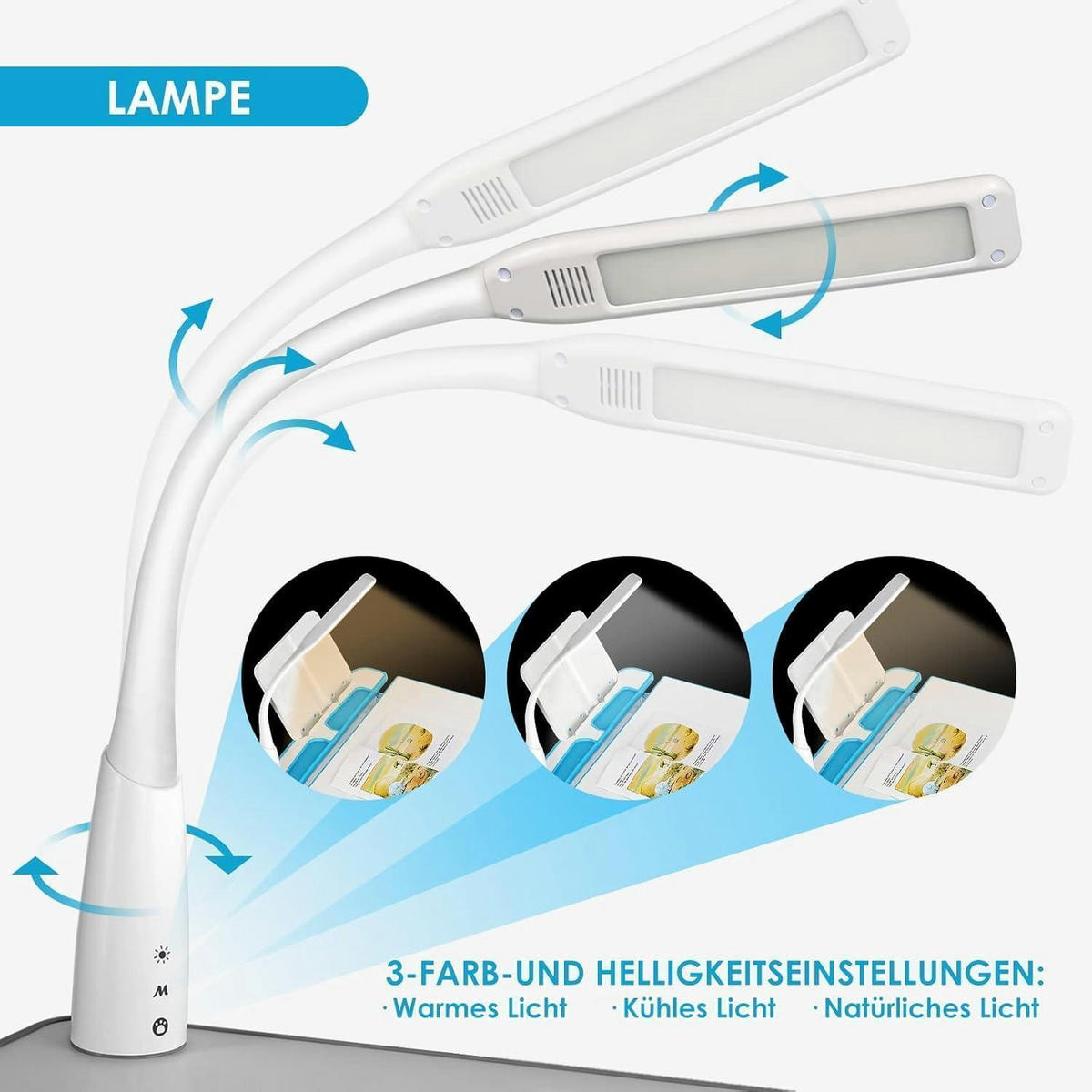 KINDERSCHREIBTISCH-SET höhenverstellbar mit Lampe und Stuhl - Multicolor, Metall (49/76/66.4cm)