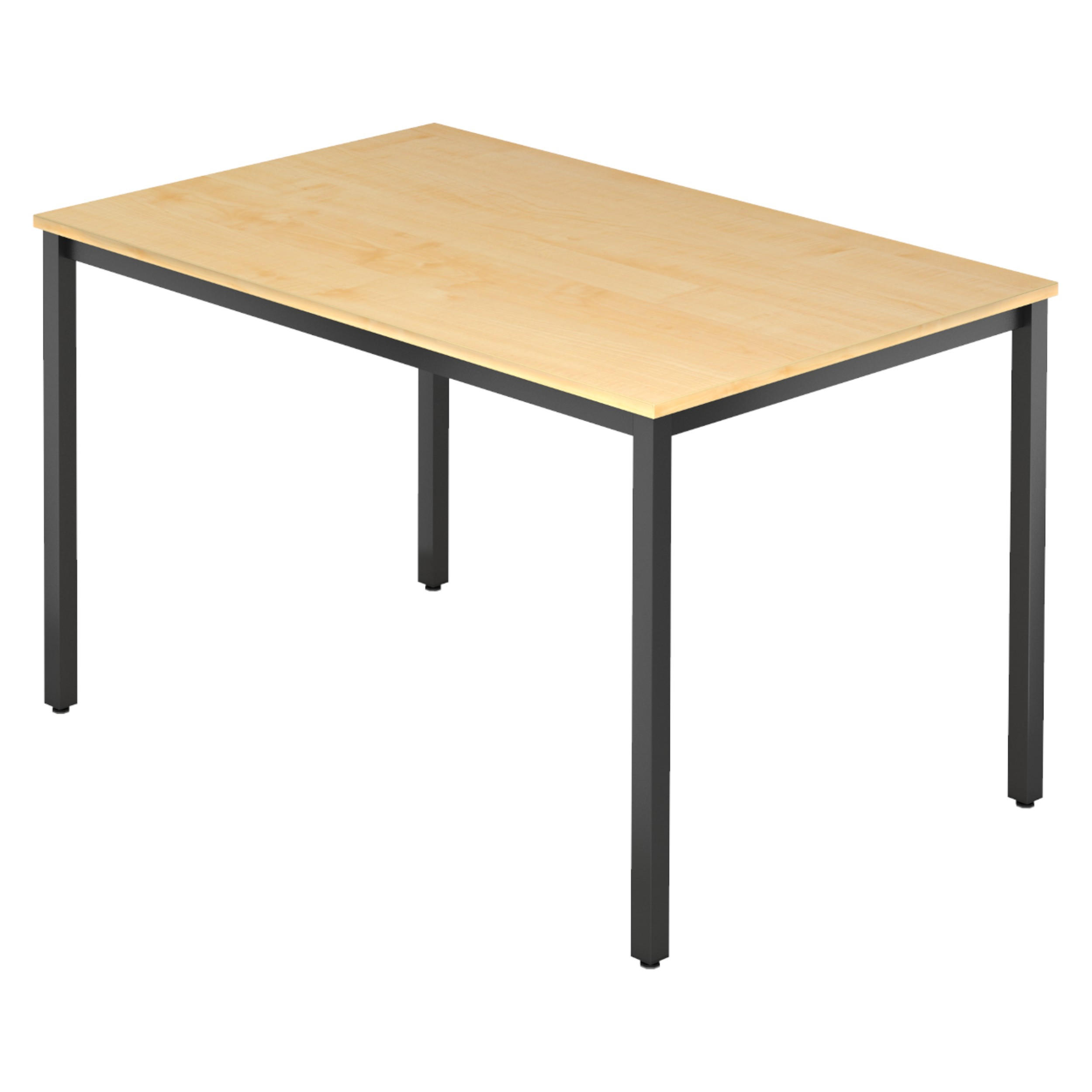 BESPRECHUNGSTISCH Serie-D 80/120/72 cm in Ahornfarben/Vierkantrohr schwarz - Ahornfarben/Schwarz, Holzwerkstoff (80/120/72cm) - bümö