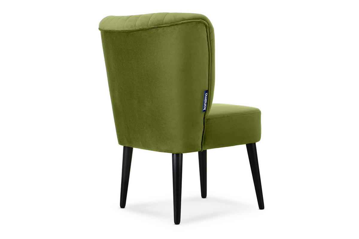 COCKTAILSESSEL DUCO auf hohen Beinen, Olive/Schwarz - Schwarz/Olivgrün, Holz/Textil (63/89/65cm) - KONSIMO®