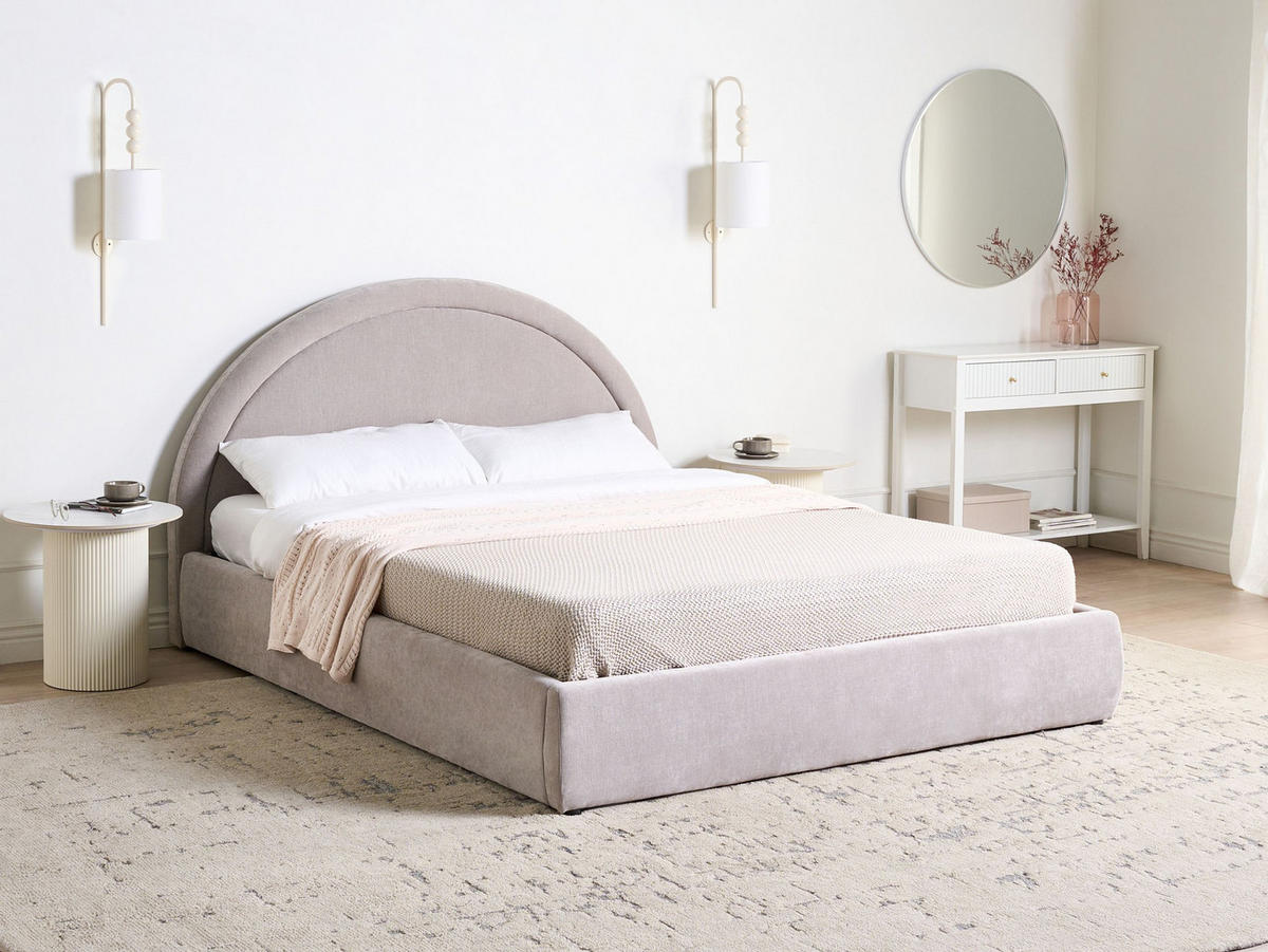 BETT mit Stauraum 160/200 cm Beige Mouzon - Beige/Grau, Textil (160/200cm) - Beliani