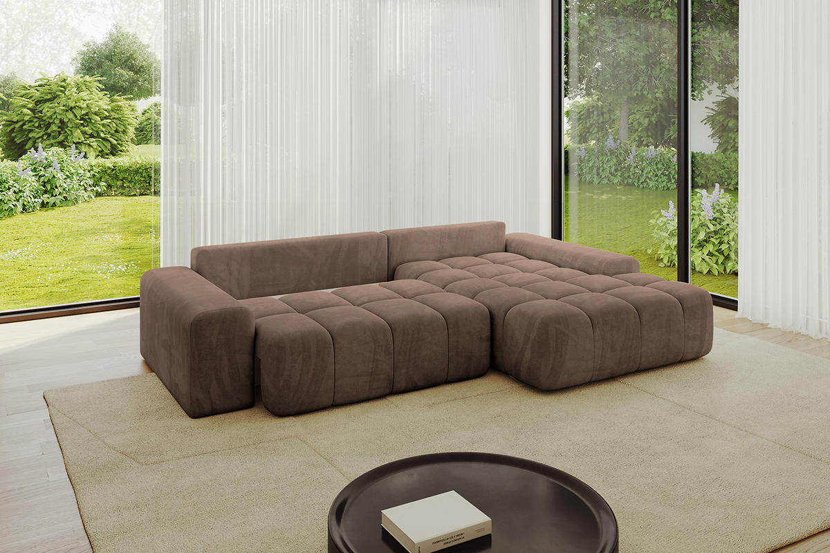 ECKSOFA Ottomane Rechts ENSI-L - 267x164x88 cm Braun - Braun, Holzwerkstoff/Kunststoff (164/267cm) - ALTDECOR