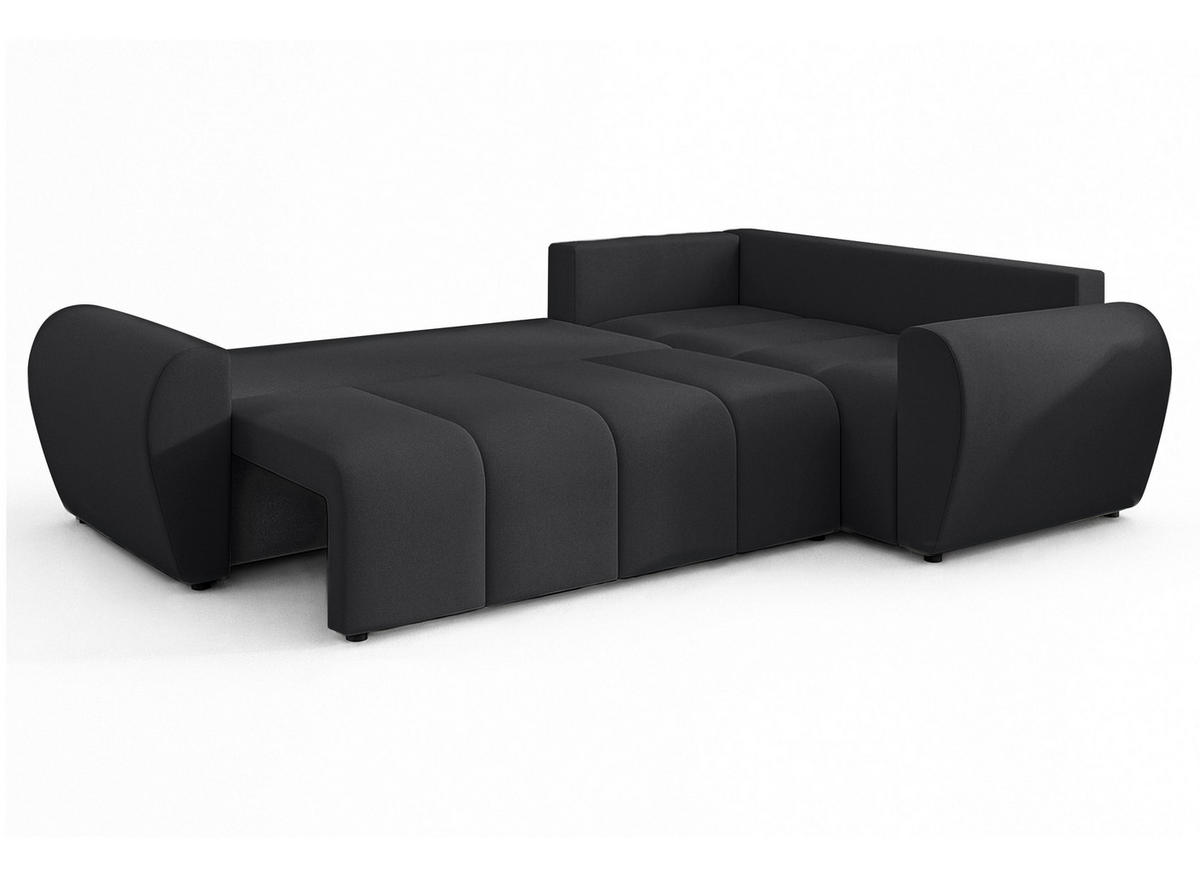 ECKSOFA L Form Malatya MAX Schwarz 246/145/80 cm stilvolle mit Schlaffunktion R - Schwarz, Kunststoff/Textil (235/175cm) - AX Living