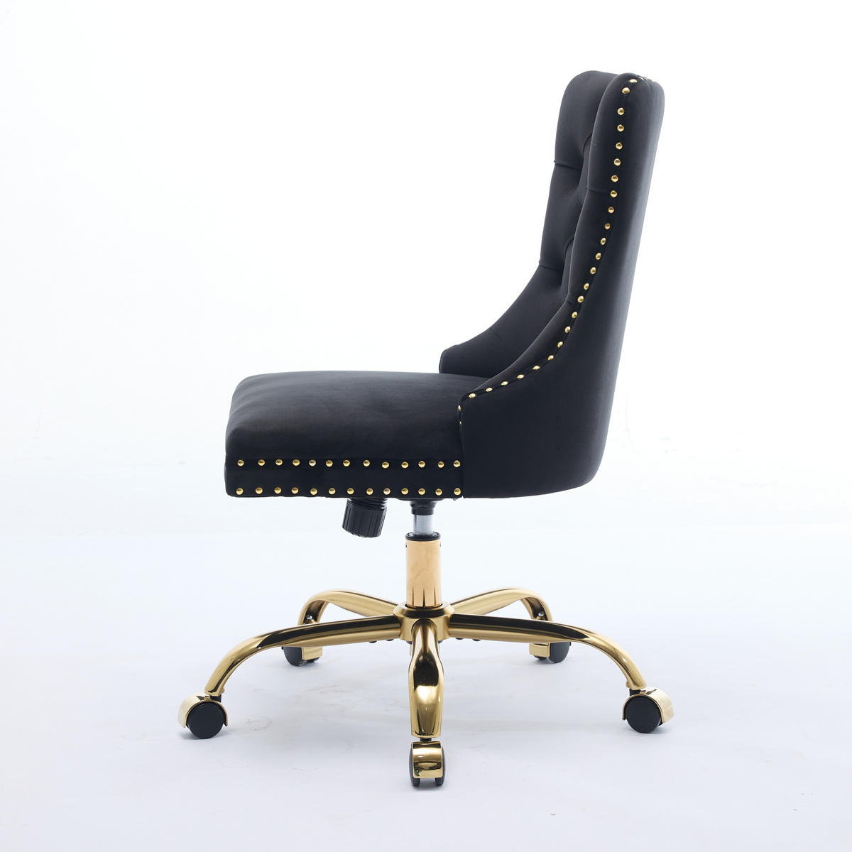 DREHSTÜHLE Samt Goldgestell Drehbar Schwarz - Schwarz, Metall (50/98/63cm) - SHOPENTRA