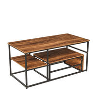 COUCHTISCH Rechteckig - Couchtisch mit Tischplatte in Holzmaserung und schwarzem Metallgestell - Braun und Schwarz - Braun, Holzwerkstoff (52/105/48.5cm) - DELFA