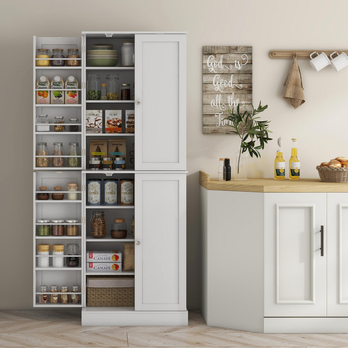 MEHRZWECKSCHRANK DE-11136 Verstellbare Böden Weiß - Weiß, Holzwerkstoff (35/166/60cm) - ComfortXL