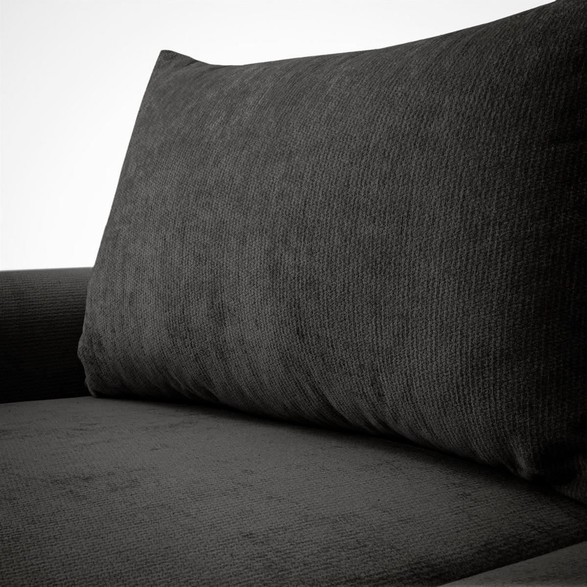 ECKSOFA GOYA mit Schlaffunktion und Bettkasten, Linke,Perfect Harmony 99 - Anthrazit, Textil (184/302cm) - Lookway