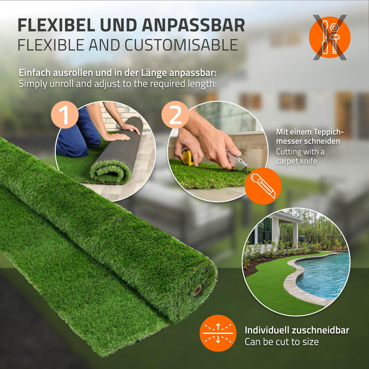 KUNSTRASEN-ROLLE 150x700 cm 7,5m² Grün 35mm aus Kunststoff - Grün, Kunststoff (150/500cm) - ECD-Germany