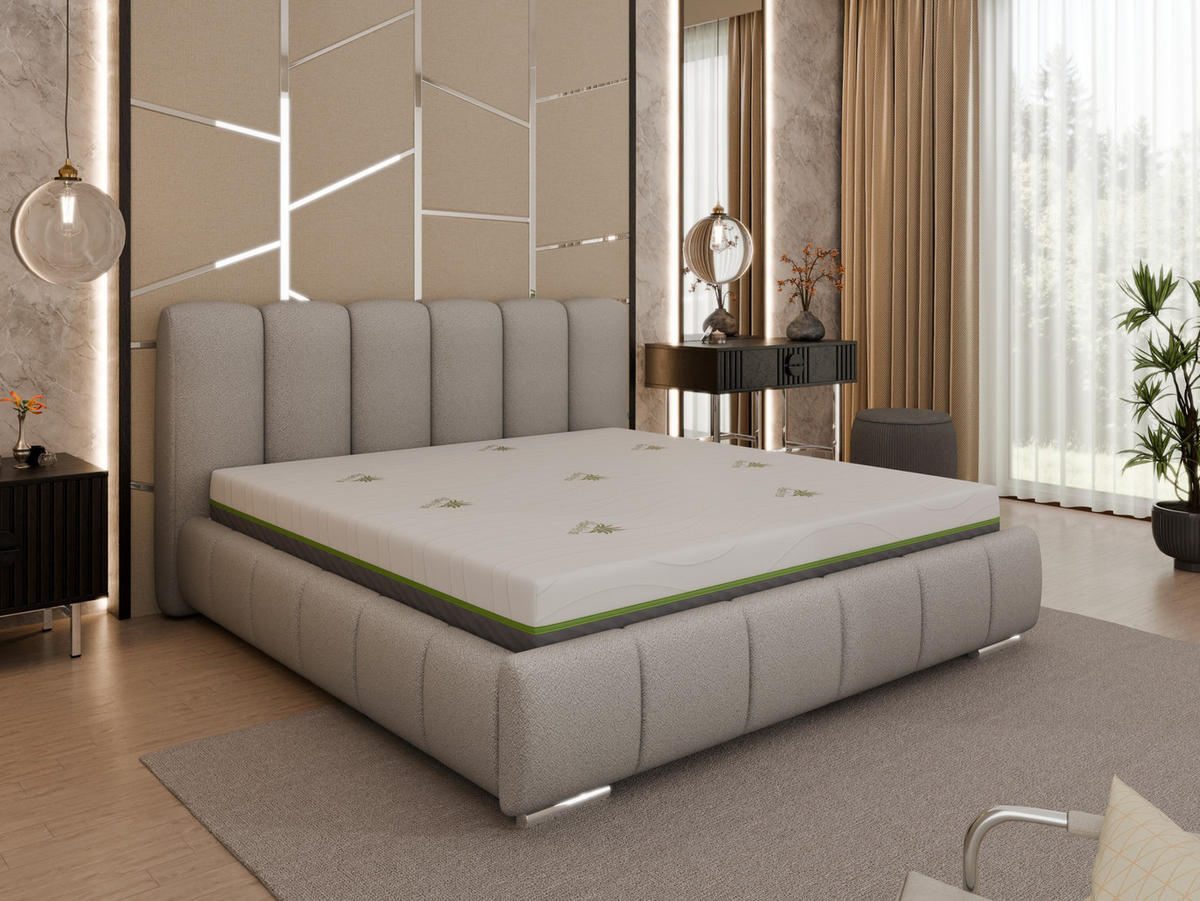 POLSTERBETT Zaira 180x200cm – Elegantes Polsterbett für modernen Wohnstil , ZONIERTE TASCHENFEDERN KOKOS (21cm), hellgrau - Hellgrau, Holz (180/200cm) - Homesy