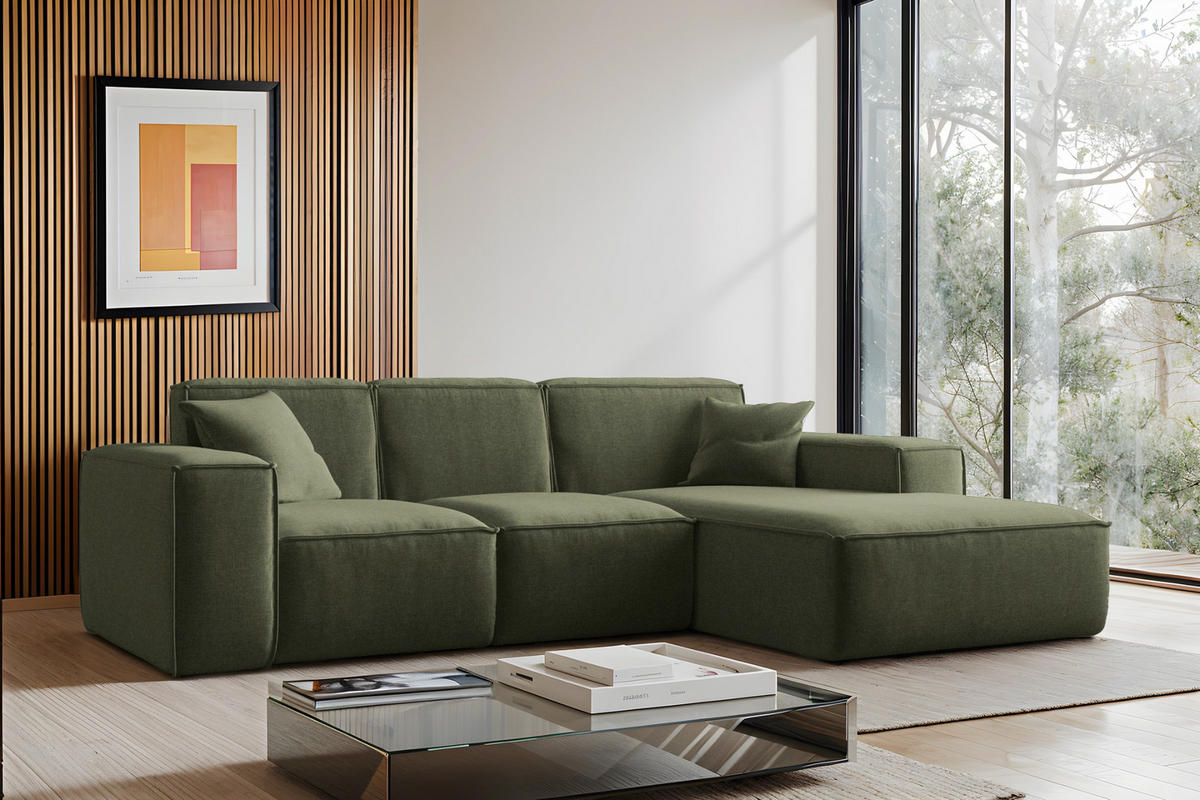 ECKSOFA L-Form Siena Stoff Maloy Grün Rechts - Grün, Holz (266/165cm) - Kaiser Möbel