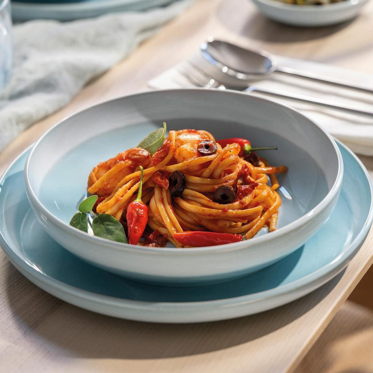 PASTASCHALEN Perlemor Aqua blau ø 22,2 cm 6er Set - Blau, Keramik (22.2cm) - like.Villeroy & Boch