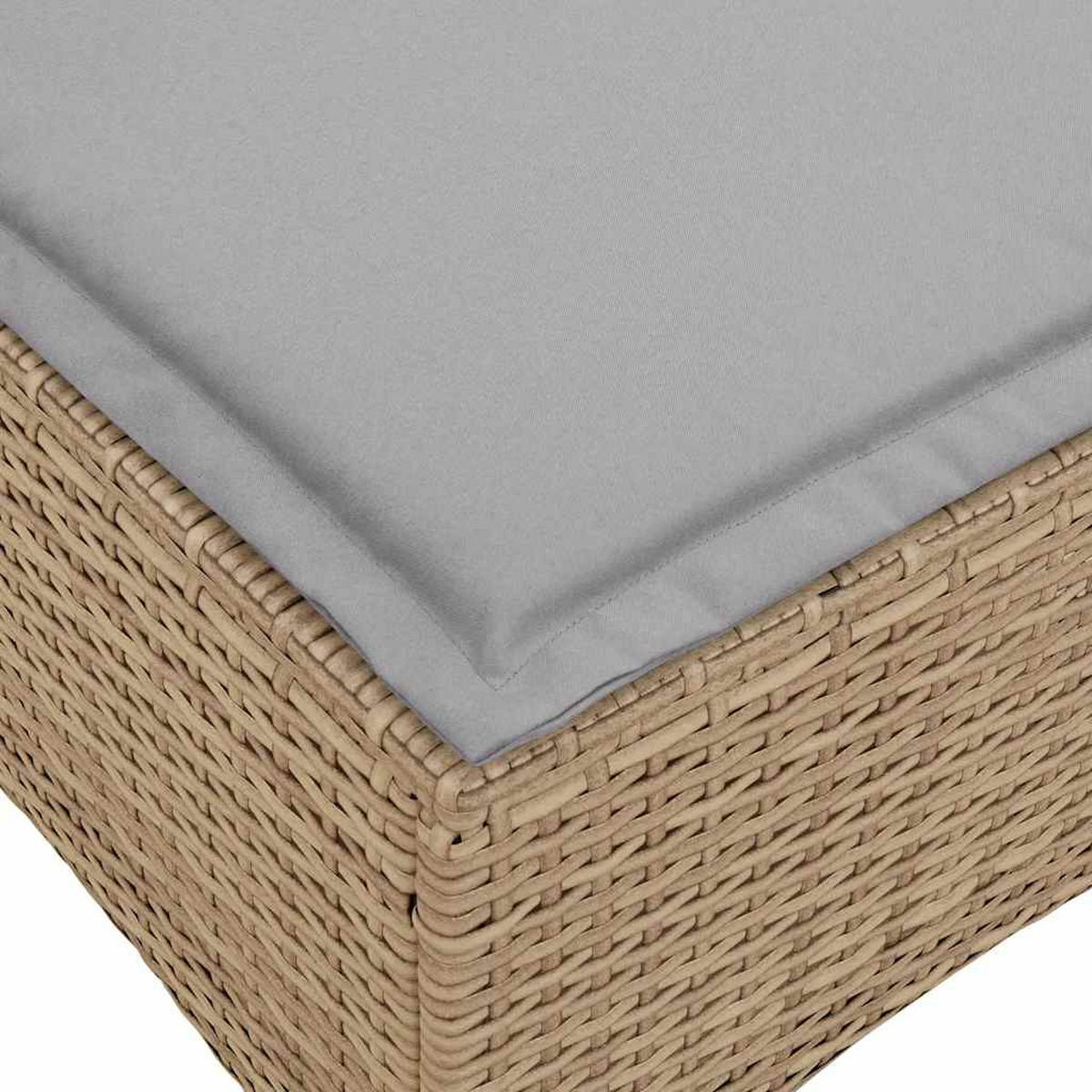 GARTENHOCKER Mit Kissen 2 Stk. Beige 55/55/36 Cm Poly Rattan - Beige, Kunststoff (55/36/55cm) - vidaXL