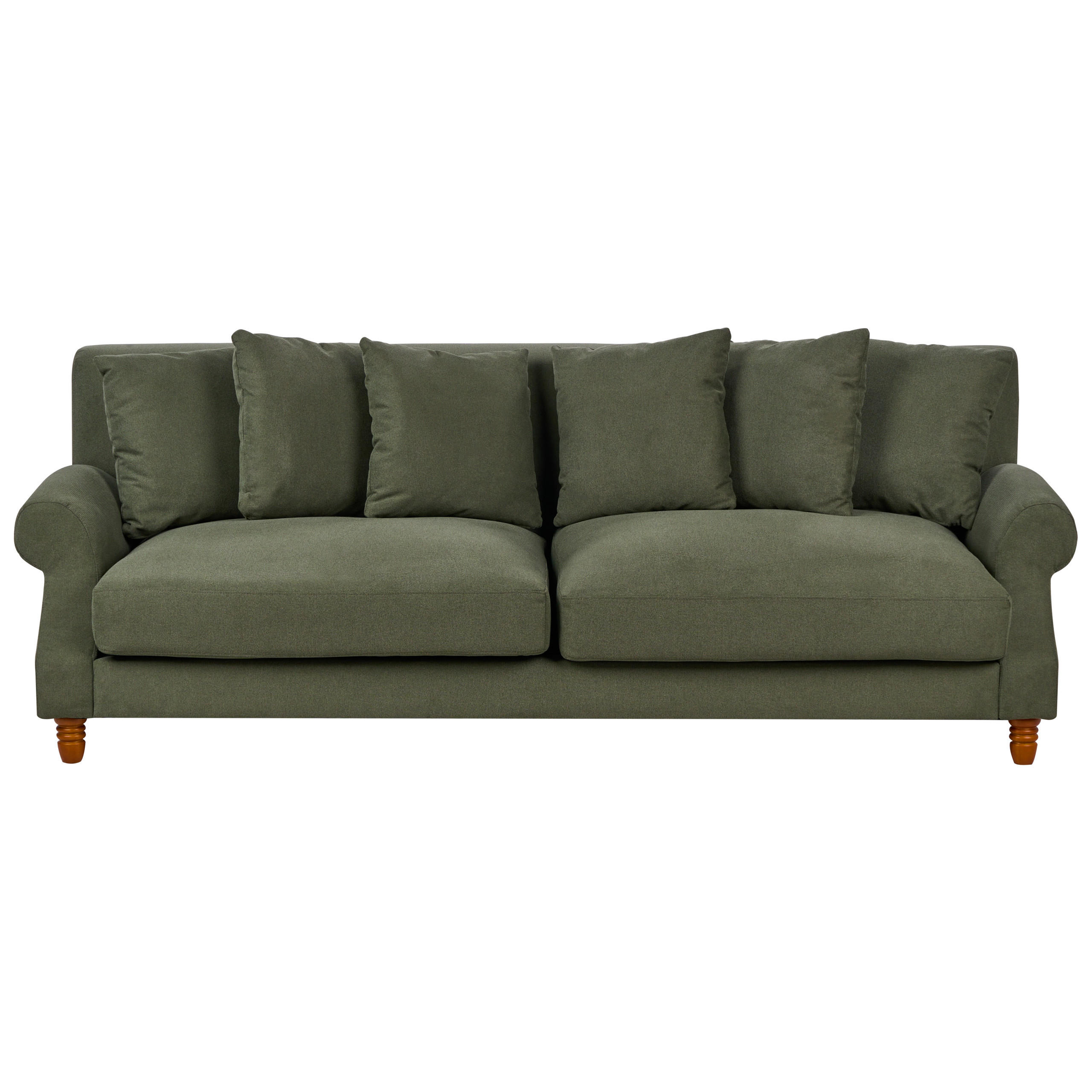 3-SITZER-SOFA dunkelgrün Eike - Dunkelbraun/Grün, Textil (229/82/102cm) - Beliani