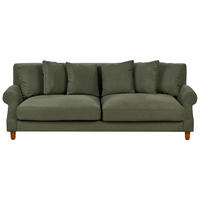 3-SITZER-SOFA dunkelgrün Eike - Dunkelbraun/Grün, Textil (229/82/102cm) - Beliani