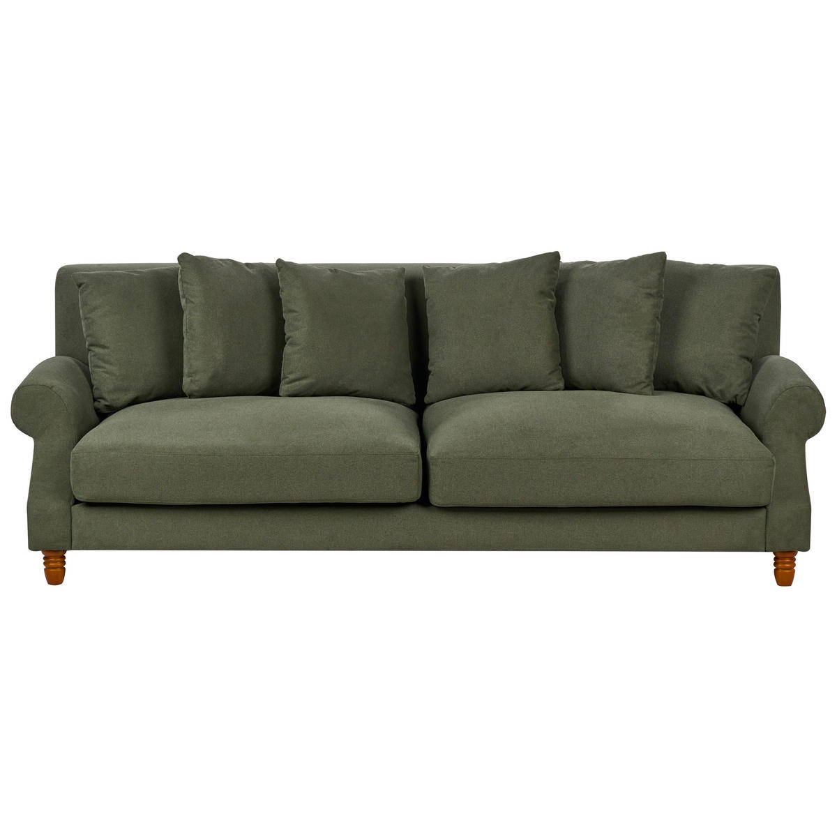 3-SITZER-SOFA dunkelgrün Eike - Dunkelbraun/Grün, Textil (229/82/102cm) - Beliani
