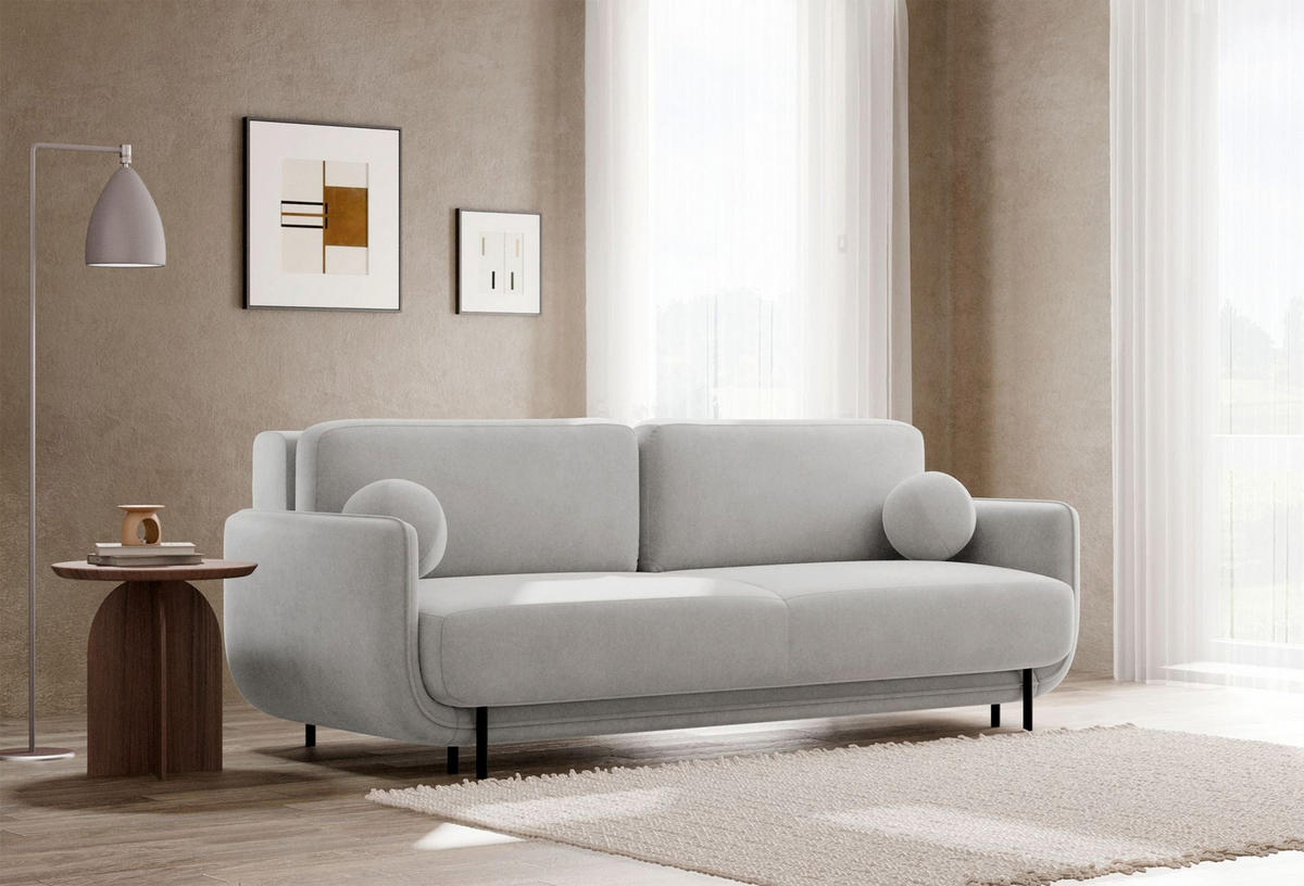 SCHLAFSOFA Ovals Hellgrau - Hellgrau/Schwarz, Textil/Metall (236/95/96cm) - Selsey