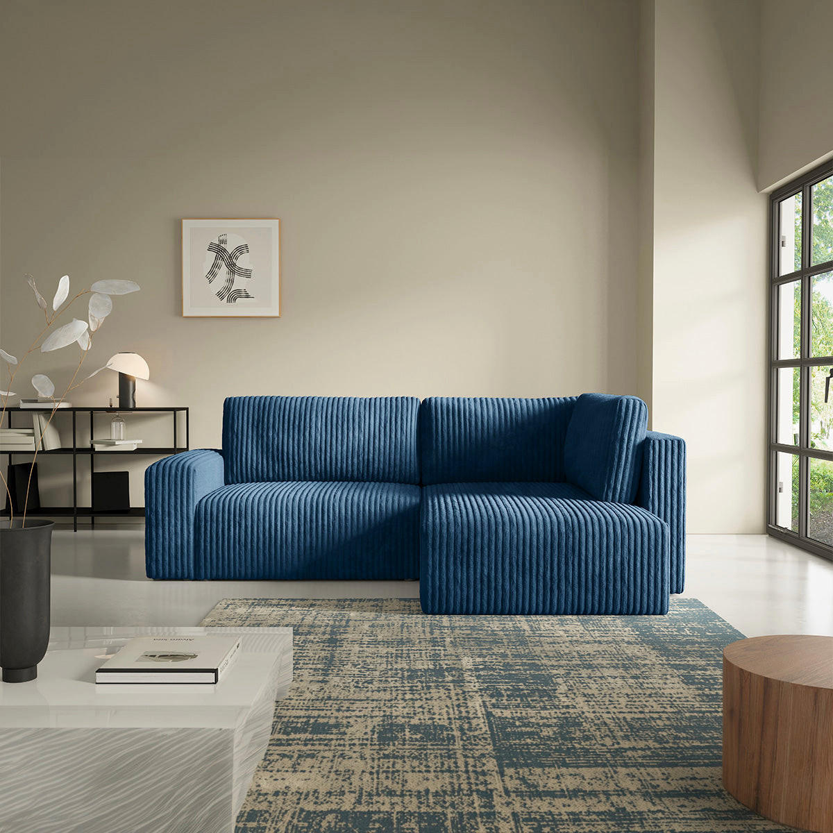 ECKSOFA Angela 4 Sitzplätze Marineblau - Blau, Holz (245/182cm) - Petits-meubles