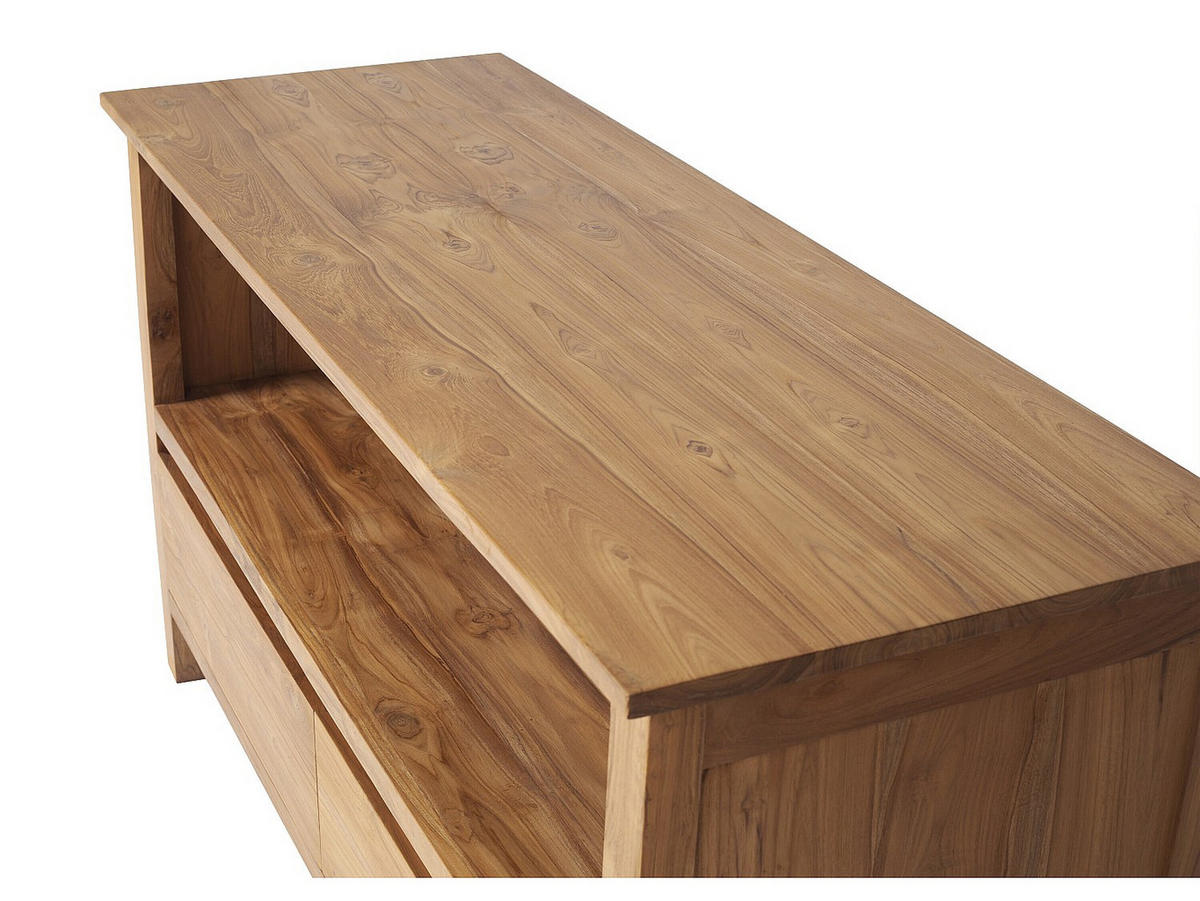 WASCHBECKENUNTERSCHRANK - 135 cm x 50 cm - Holz, Platte - Naturfarben Hell - KETAPANG - Naturfarben, Holz (135/75/50cm) - Vente-Unique
