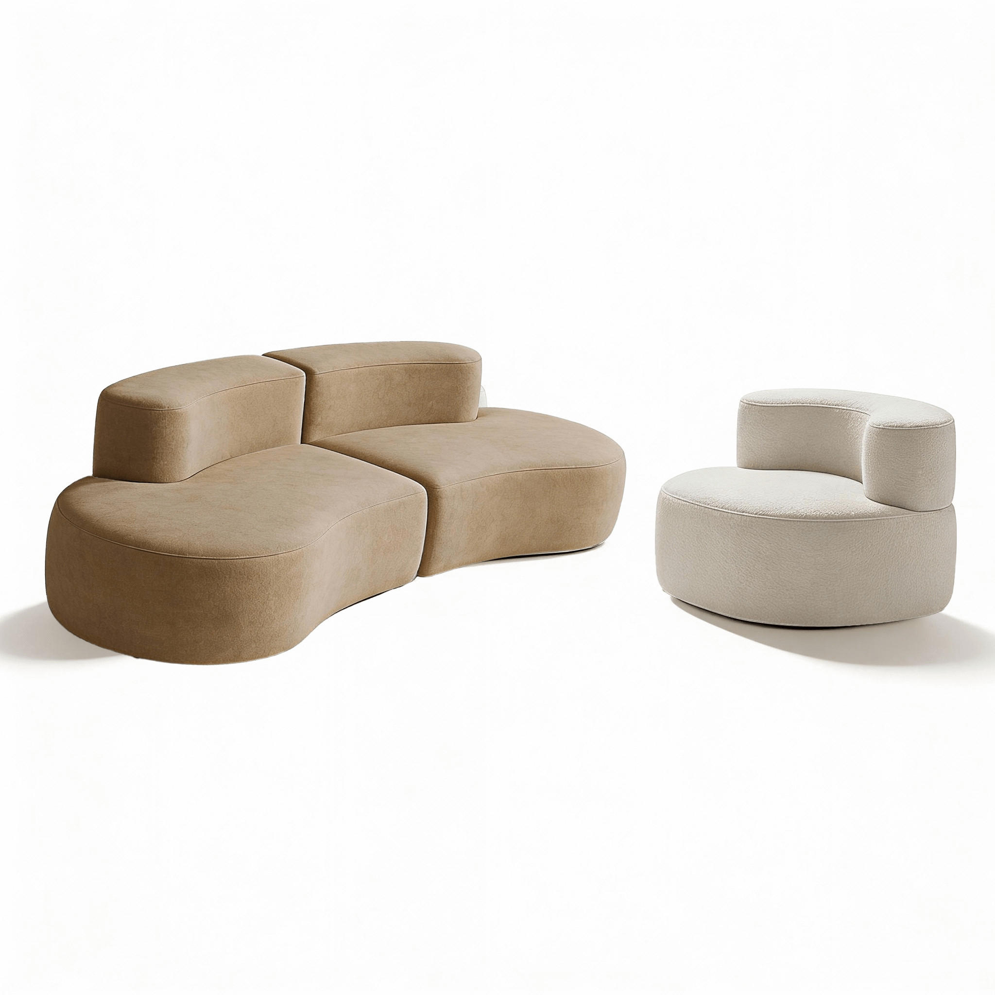 SITZGARNITUR Lounge Sofa und Sessel Sand und Weiß - Beige/Weiß, Textil (240/75/102cm) - COCO Living