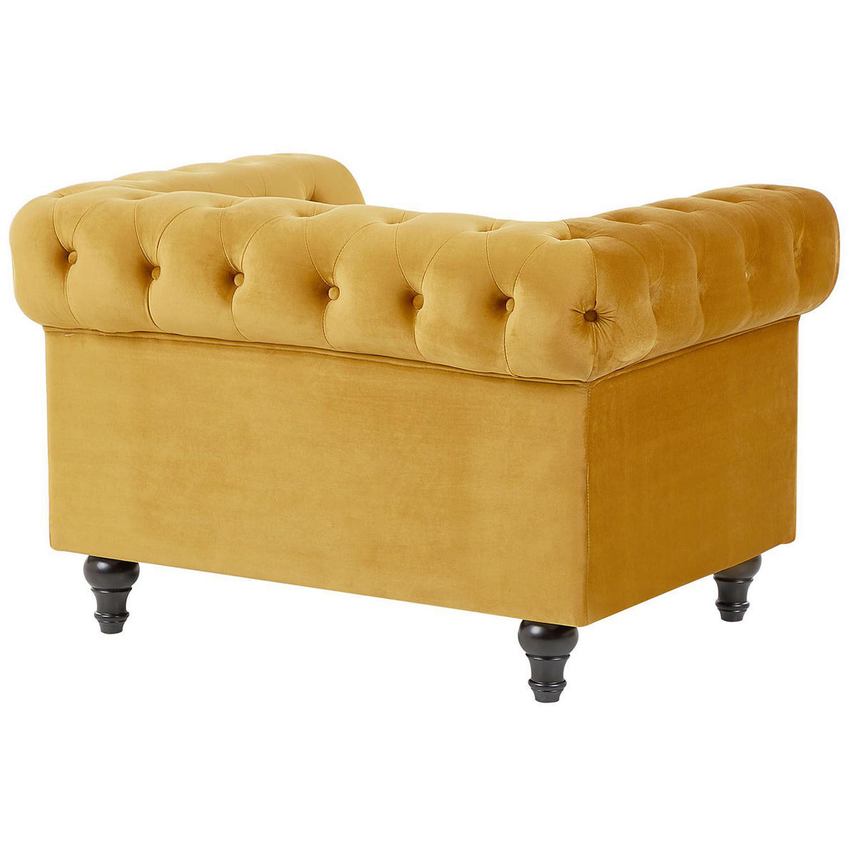 SESSEL Samtstoff senfgelb Rautenmuster Chesterfield - Gelb, Textil (110/70/75cm) - Beliani