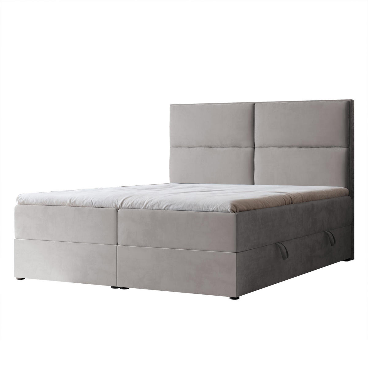 BOXBETT ORFEO 120/200 cm mit Matratze und Topper, Grau - Grau, Textil (120/200cm) - Idohome