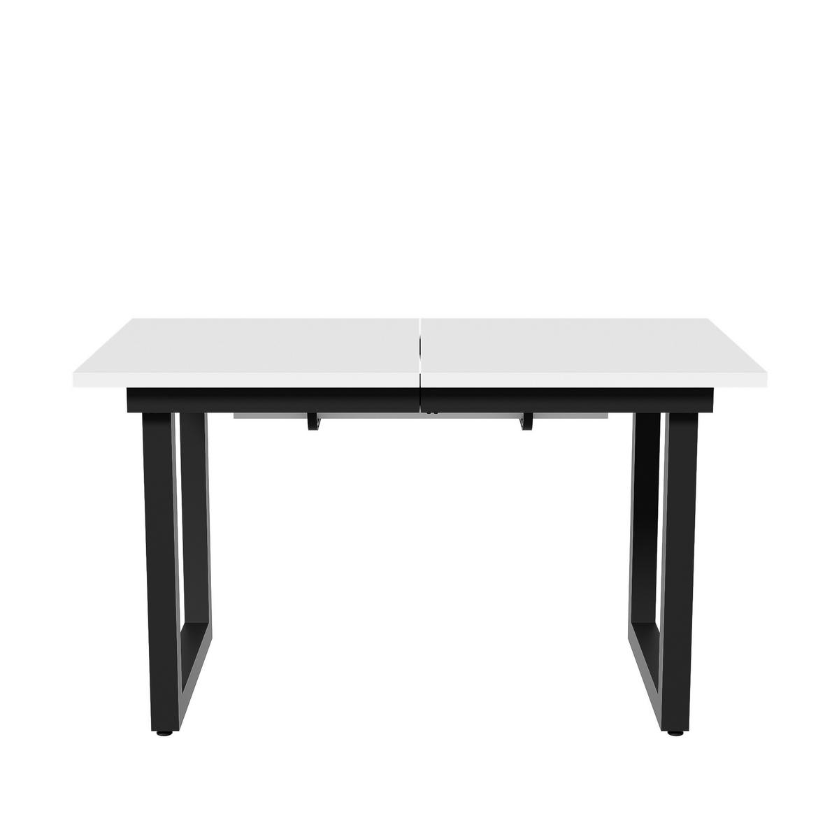 ESSTISCH 180/80/75 cm Weiß Schwarz aus MDF ausziehbar im Industriestil - Weiß, Holzwerkstoff (180/80/75cm) - OKWISH