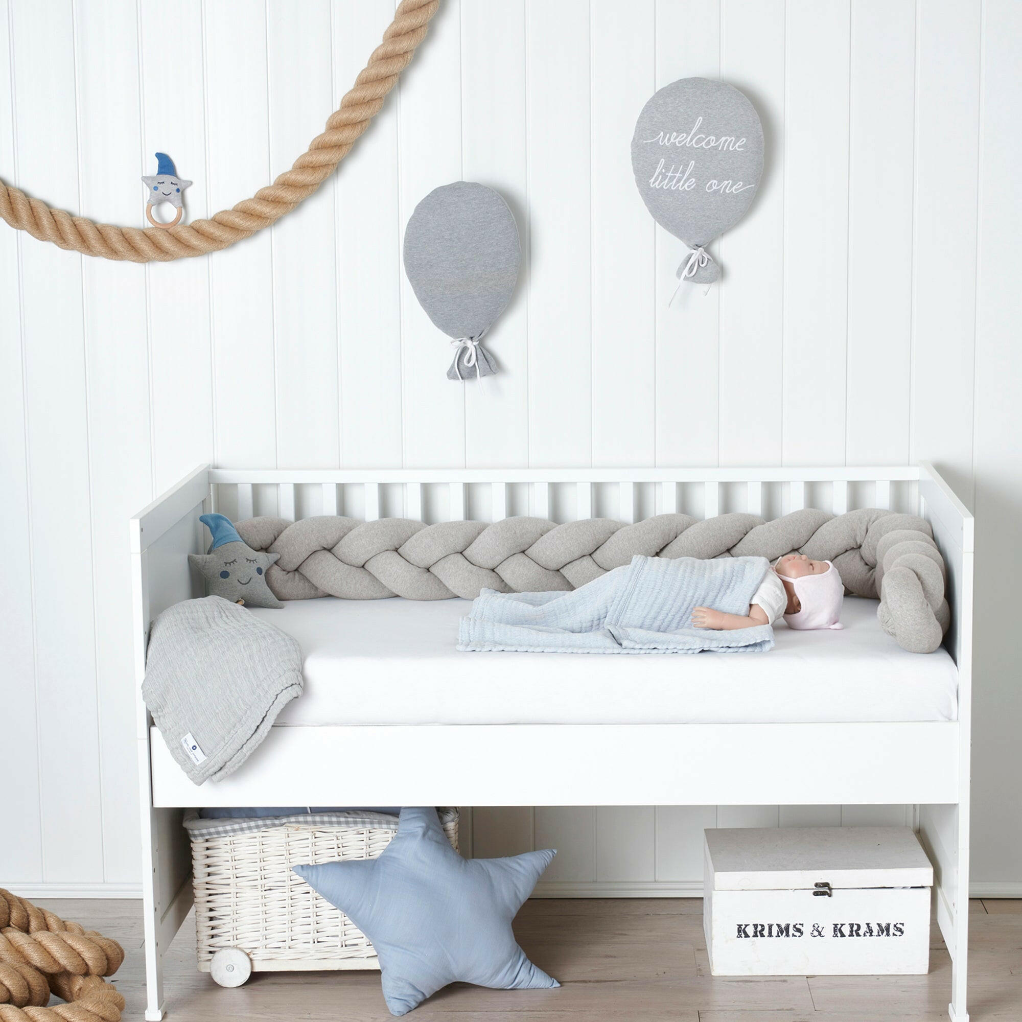 BETTSCHLANGE geflochten Grau Strick - Grau, Textil (17/200cm) - nordic coast company