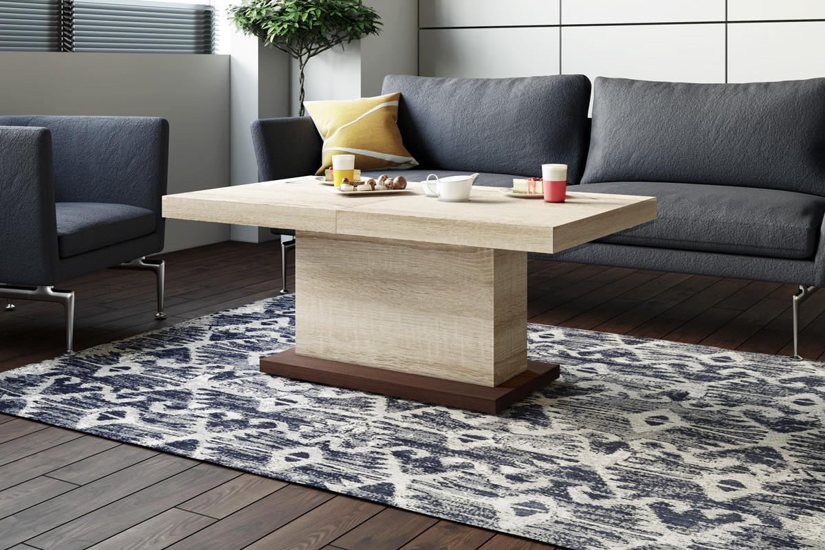 COUCHTISCH rechteckig Sonoma Eiche auziehbar höhenverstellbar 120/70/50 cm - Sonoma Eiche, Holzwerkstoff (70/120/50cm)