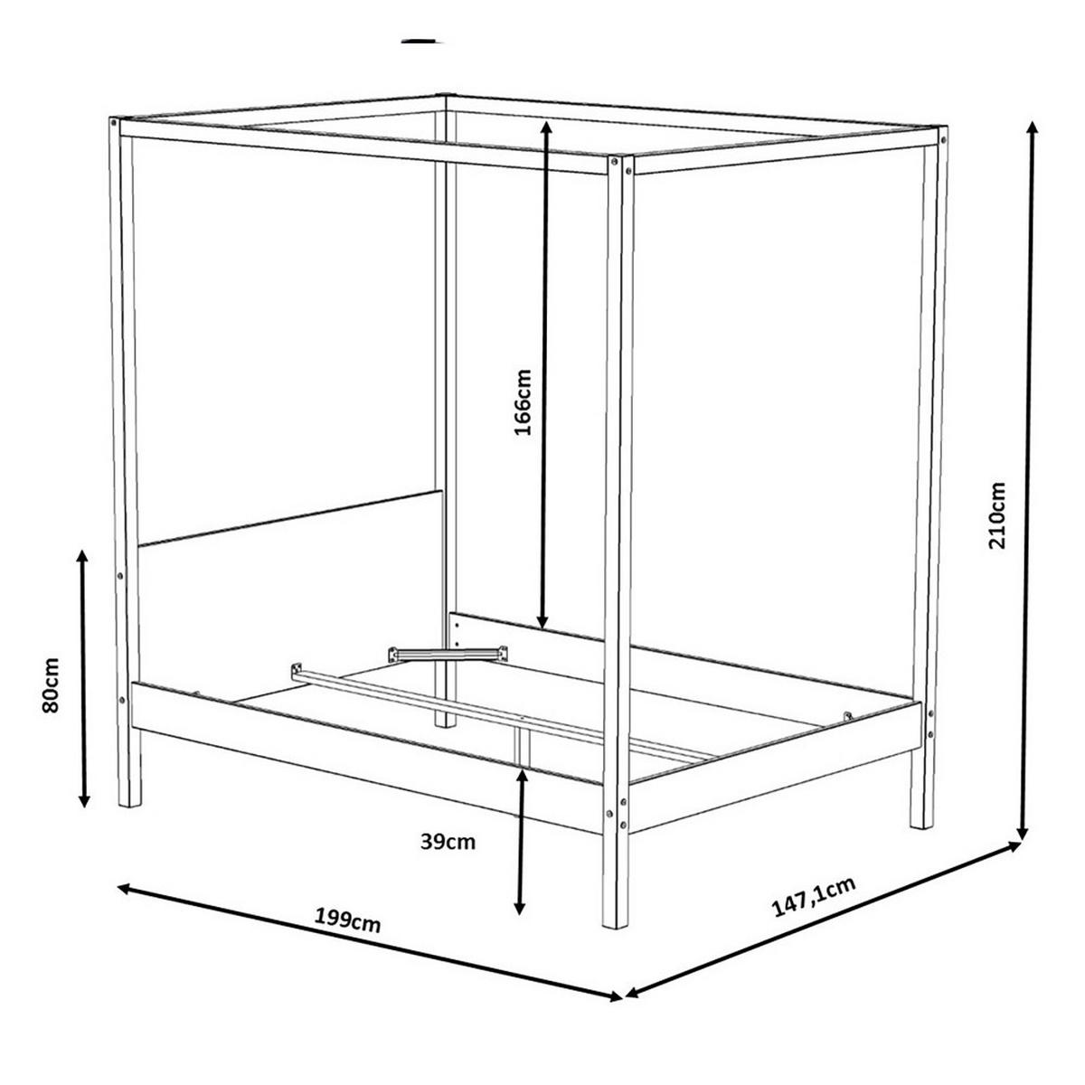 HIMMELBETT ROMANCE / Bett 140x190 - Weiß - Weiß, Holzwerkstoff (140/190cm) - Weber Industries